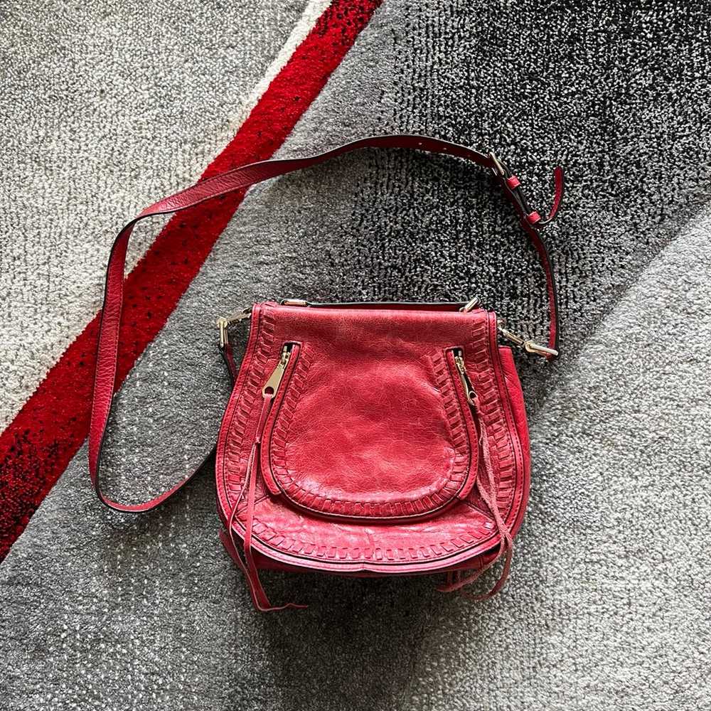 Rebecca Minkoff Red Vanity Leather Saddlebag Cros… - image 2