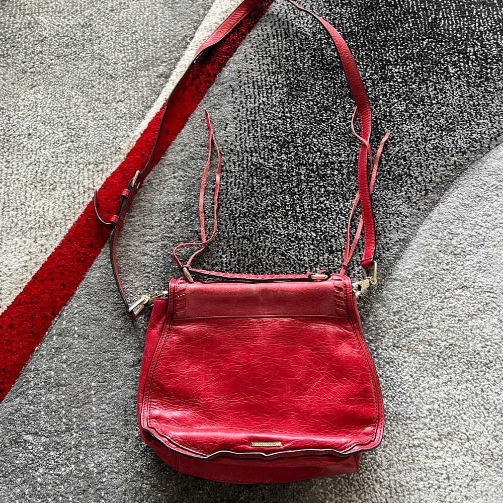 Rebecca Minkoff Red Vanity Leather Saddlebag Cros… - image 5