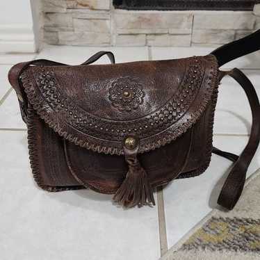 Patricia nash brown tooled leather vintage purse b