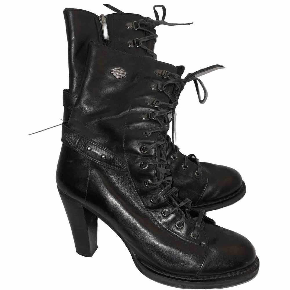 Harley Davidson Lace Up High Heel Boots Womens Si… - image 1