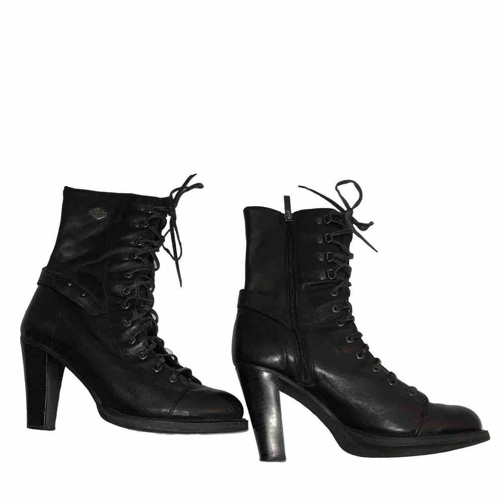 Harley Davidson Lace Up High Heel Boots Womens Si… - image 3