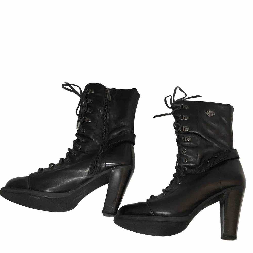 Harley Davidson Lace Up High Heel Boots Womens Si… - image 4