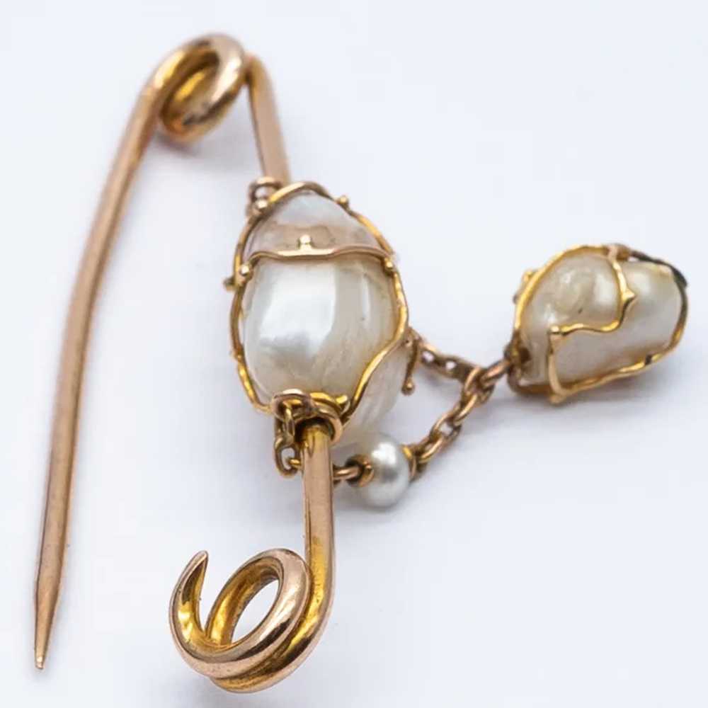 Antique Victorian 9ct Yellow Gold Natural Pearl D… - image 3
