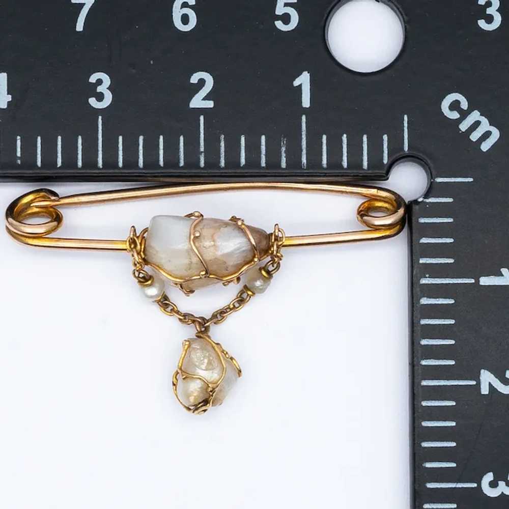 Antique Victorian 9ct Yellow Gold Natural Pearl D… - image 4