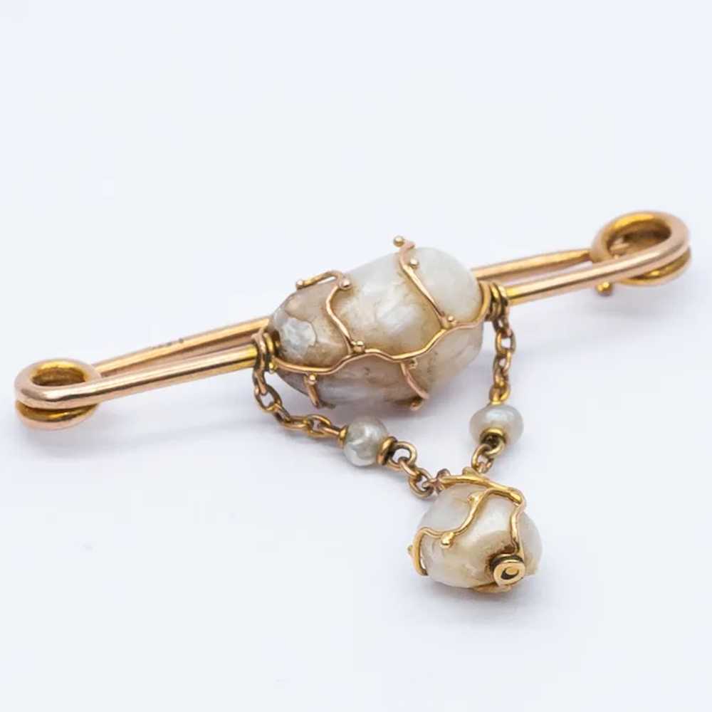 Antique Victorian 9ct Yellow Gold Natural Pearl D… - image 5