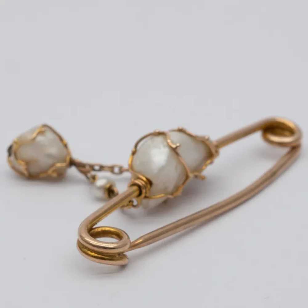 Antique Victorian 9ct Yellow Gold Natural Pearl D… - image 9