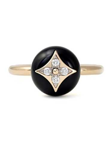 Louis Vuitton 18K Gold Onyx Diamond Flower Ring