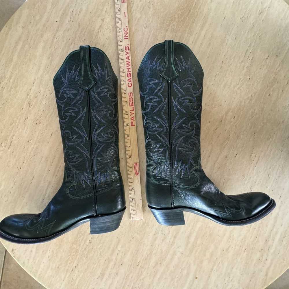 Vintage Custom Dark Green Leather Cowboy Boots Wo… - image 11