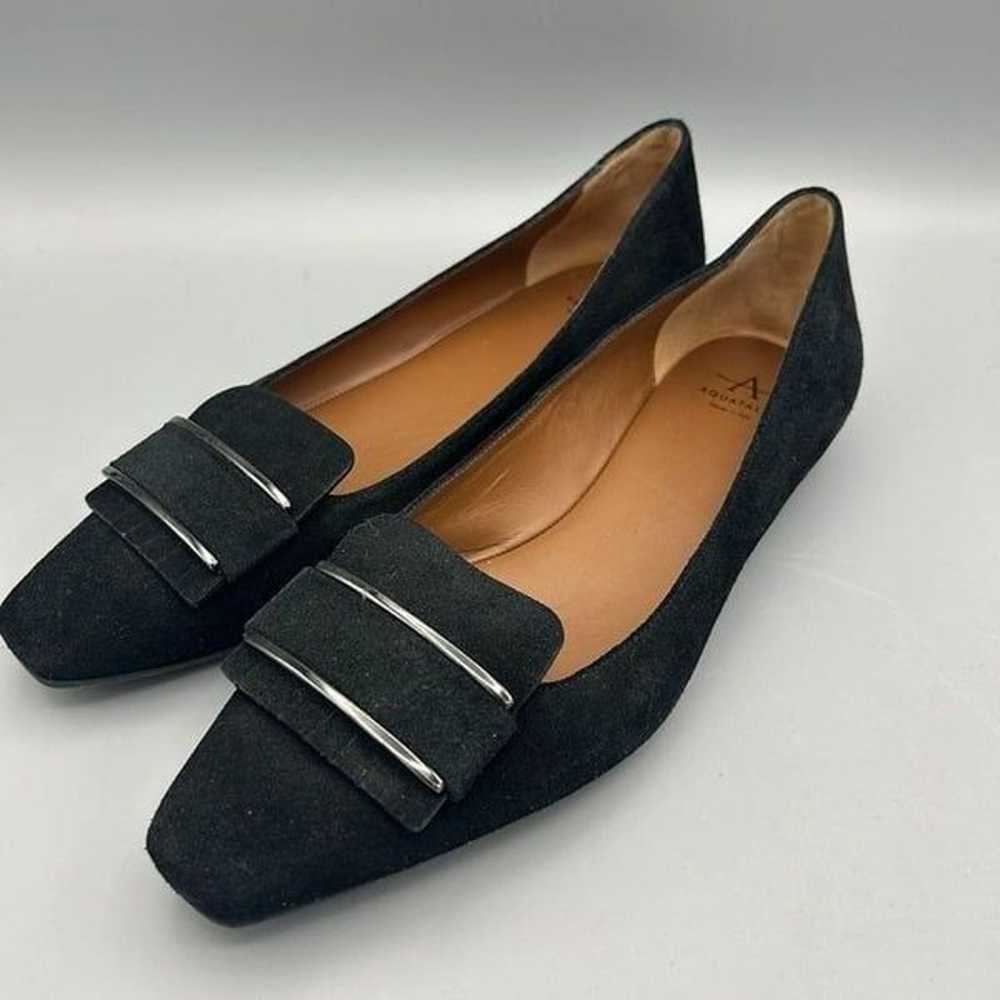 Women's Aquatalia Size 7 Black Suede Flats Loafer… - image 1