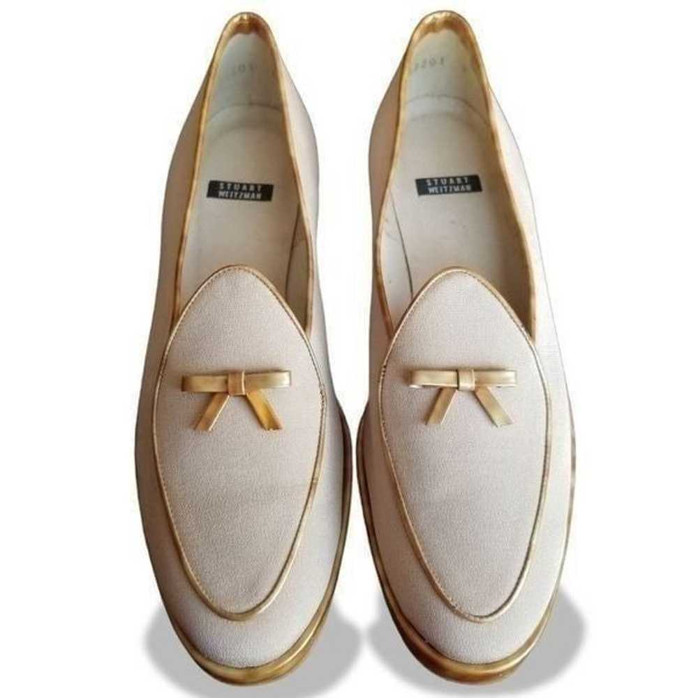 Stuart Weitzman Vintage Beige Loafers with Gold B… - image 2