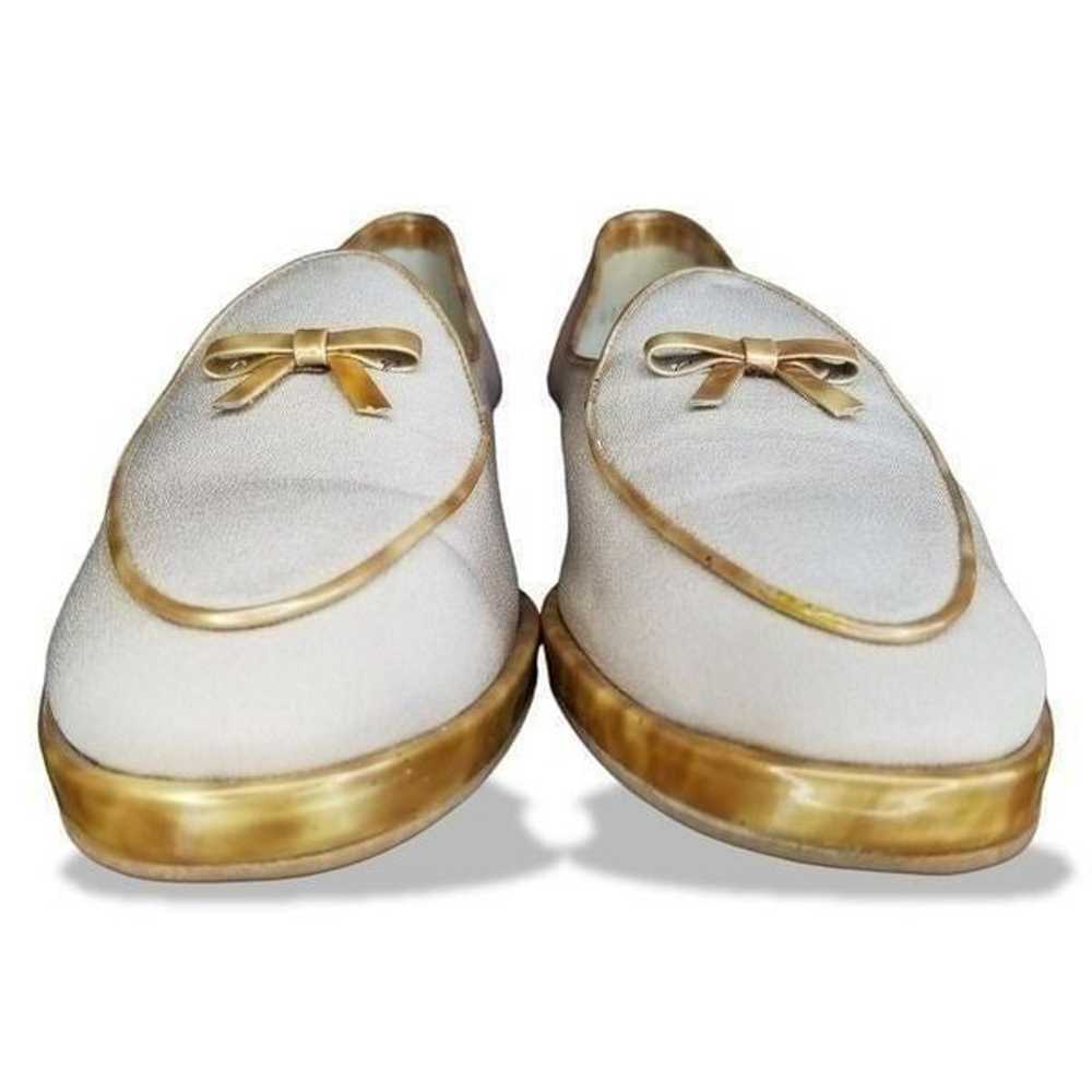 Stuart Weitzman Vintage Beige Loafers with Gold B… - image 4