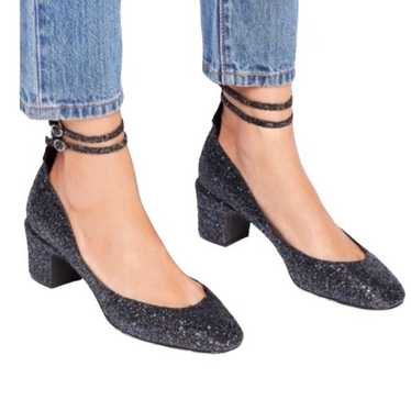 Free People Lana Glitter Block Heel Pumps Size 39 - image 1