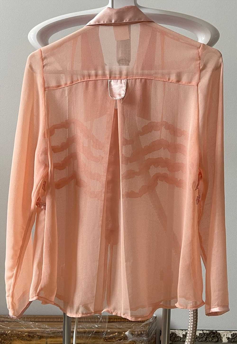 Pink Sheer chiffon blouse, Coquette aesthetic - image 5