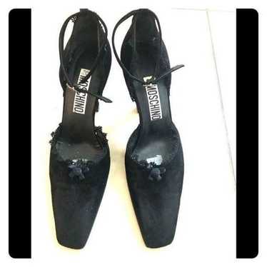 MOSCHINO vintage black suede leather square toe he