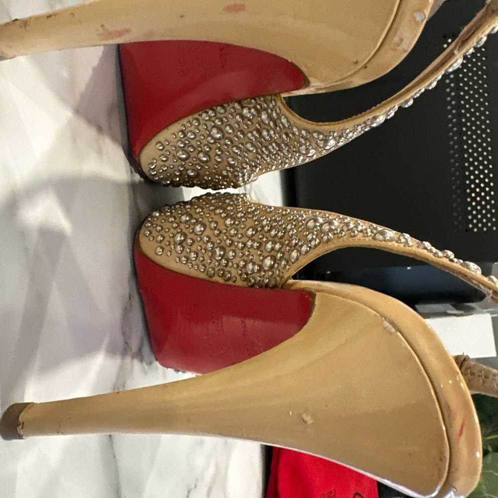 Christian Louboutin Beige Studded Patent Leather … - image 7