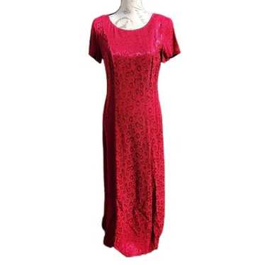 Vintage - Laura Ashley red brocade maxi dress size