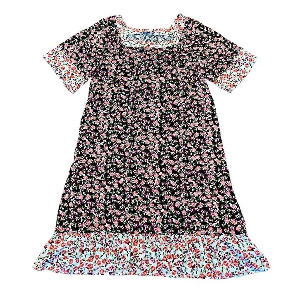 Suzanne Betro Black Pink Floral Short Wide Sleeve… - image 2