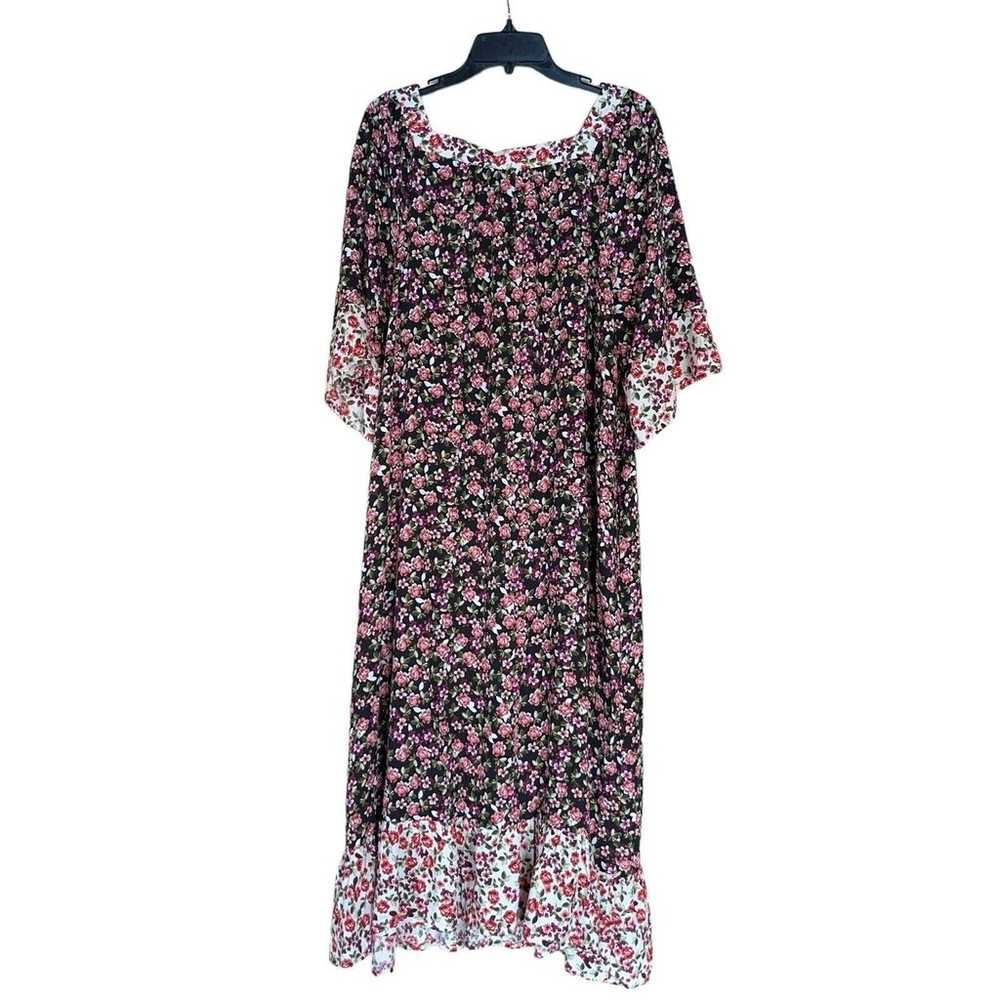 Suzanne Betro Black Pink Floral Short Wide Sleeve… - image 3