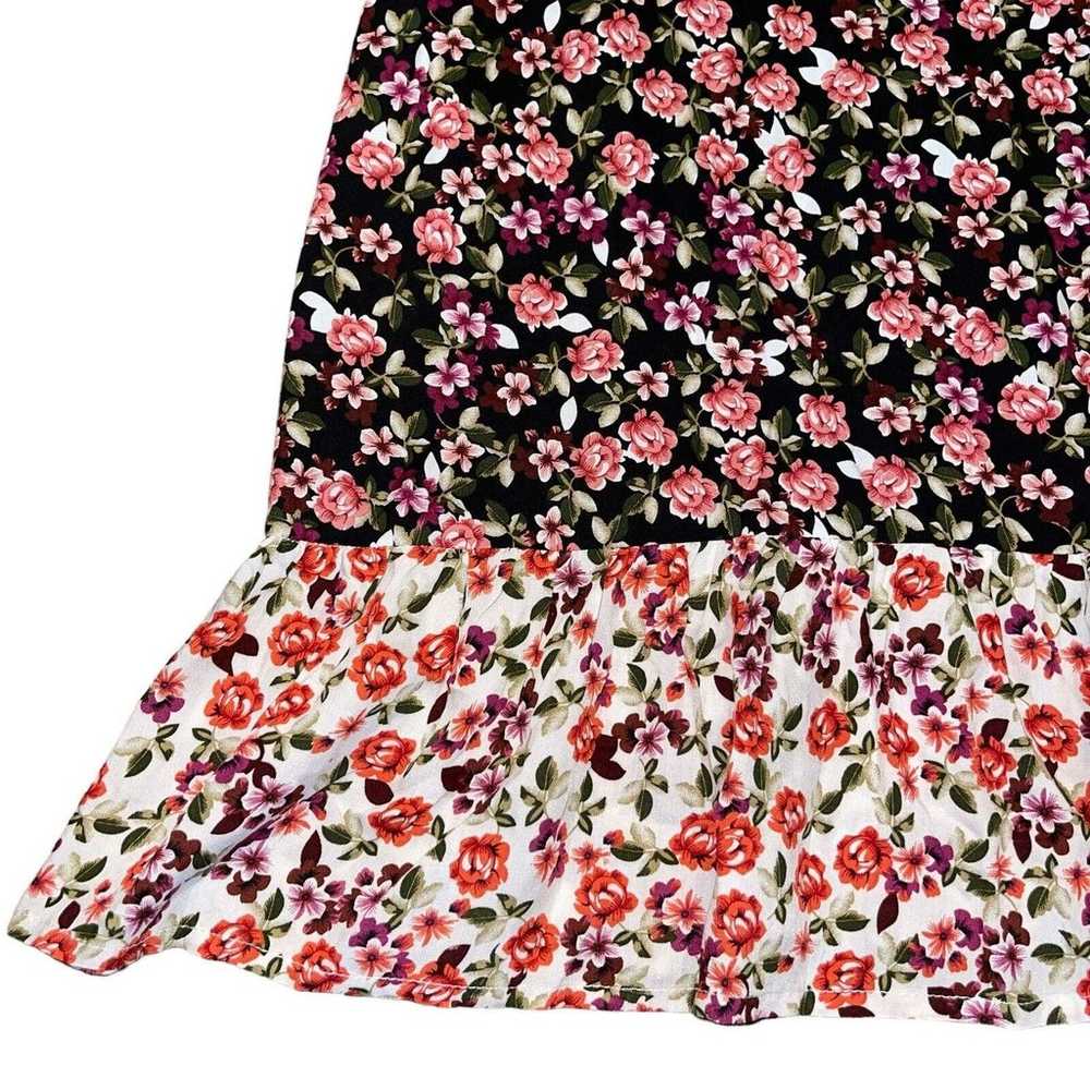Suzanne Betro Black Pink Floral Short Wide Sleeve… - image 4