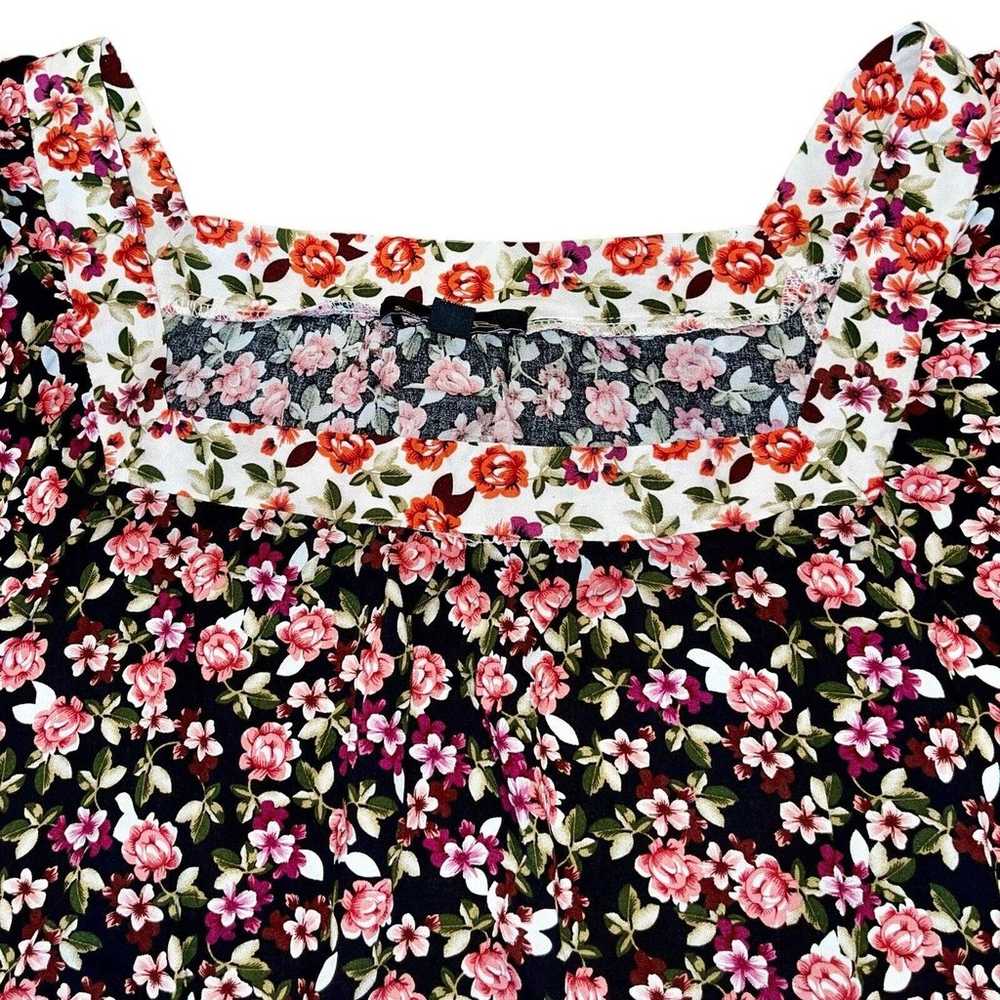Suzanne Betro Black Pink Floral Short Wide Sleeve… - image 6