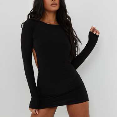 Long Sleeve Backless Dress in Black