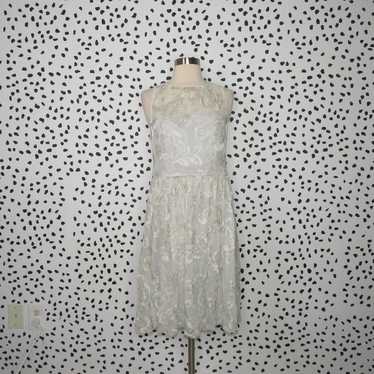 Marina Silver Lace Overlay Dress