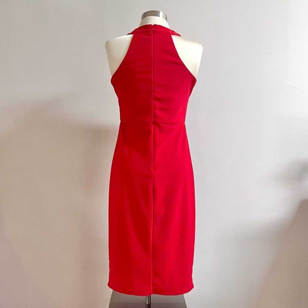 Mustard Seed Red Halter Fitted Midi Cocktail Dres… - image 2