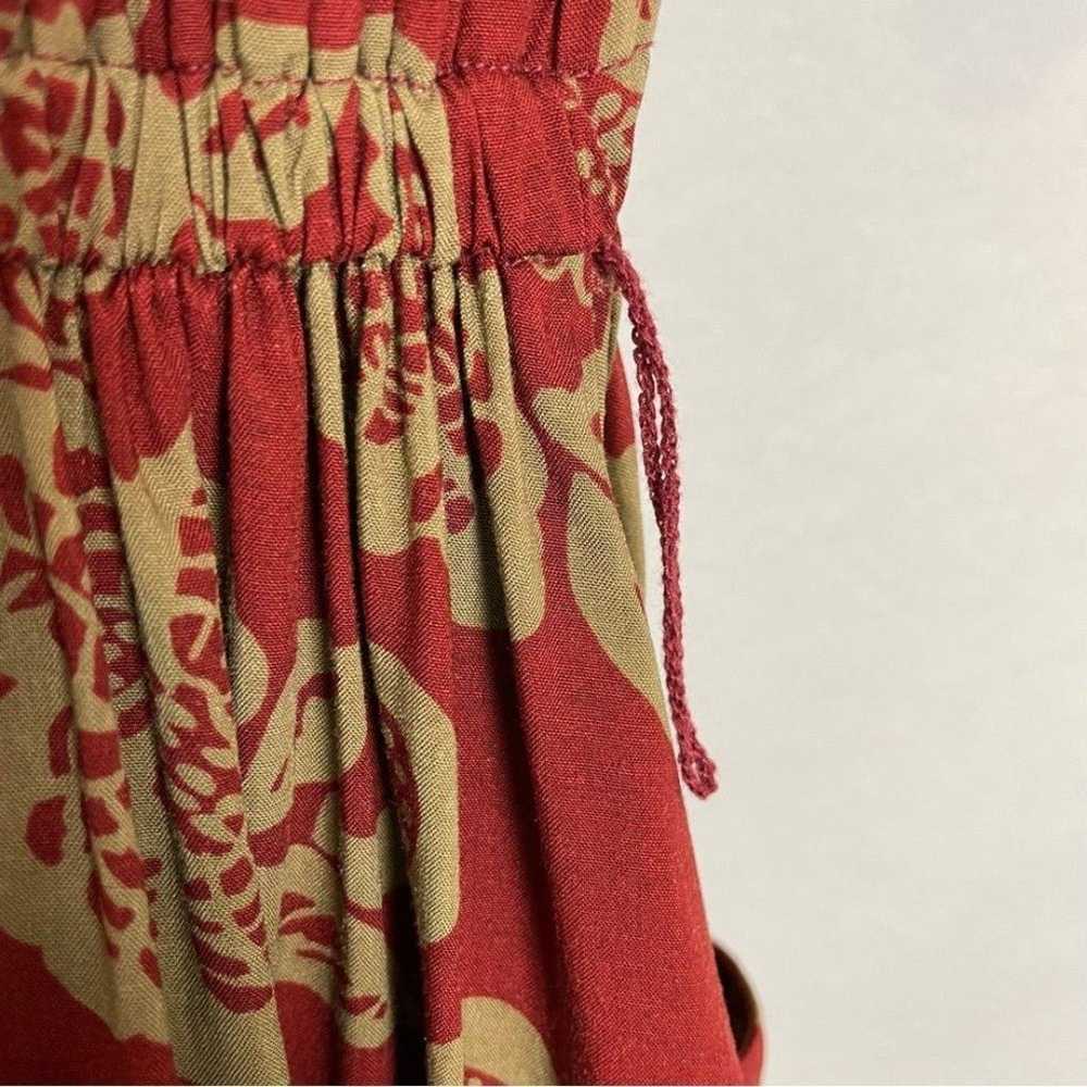 Vintage Floral Midi Dress Reddish Tan Swirl Print… - image 11