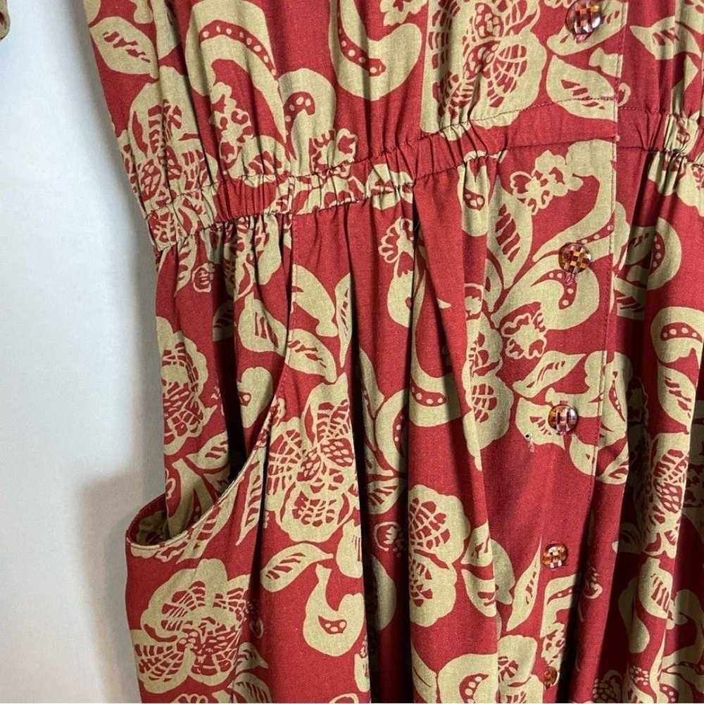 Vintage Floral Midi Dress Reddish Tan Swirl Print… - image 12