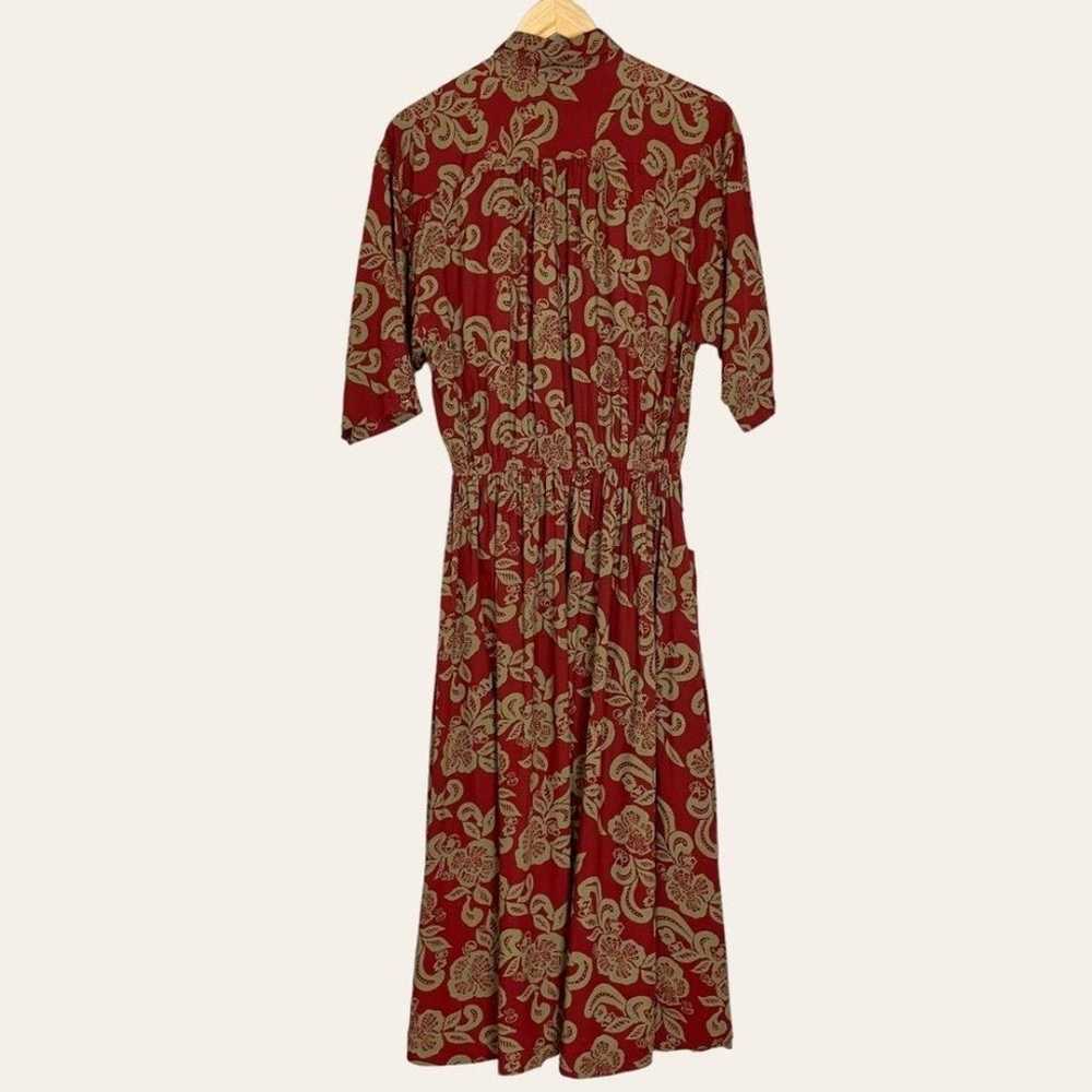 Vintage Floral Midi Dress Reddish Tan Swirl Print… - image 2