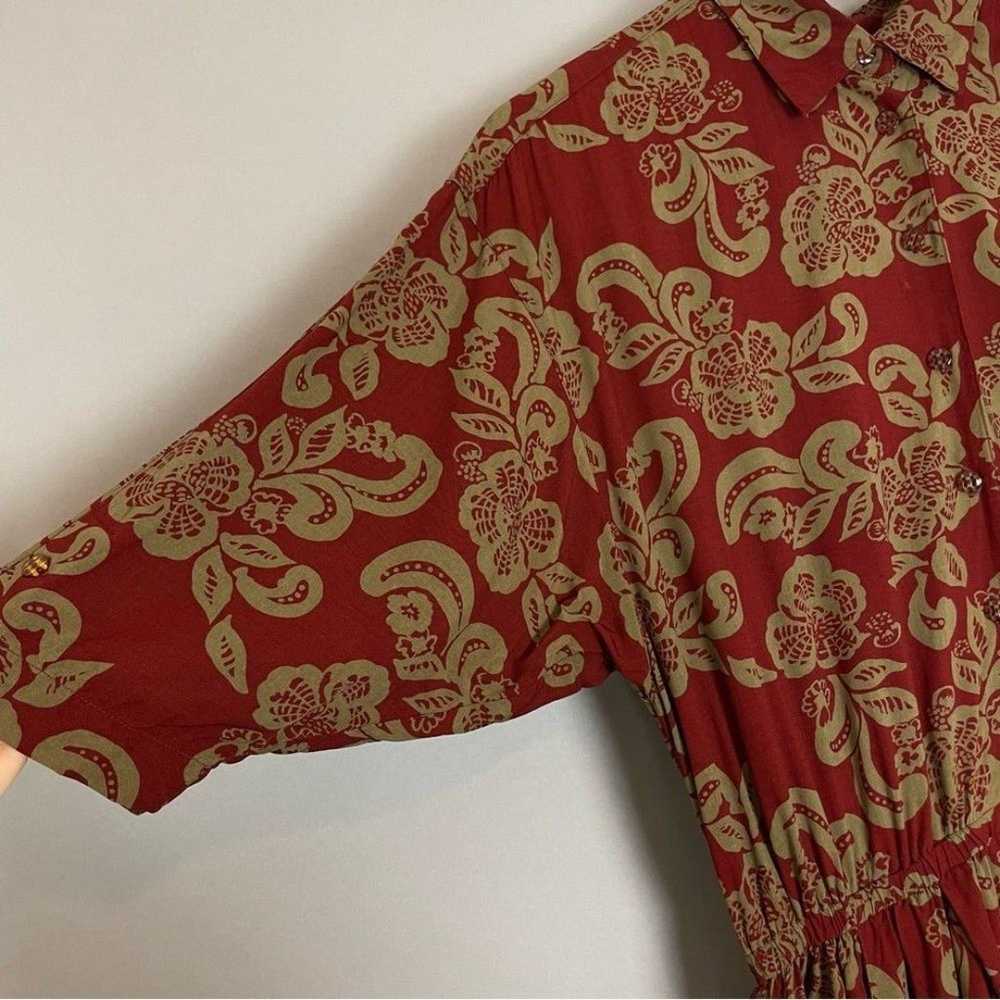 Vintage Floral Midi Dress Reddish Tan Swirl Print… - image 4