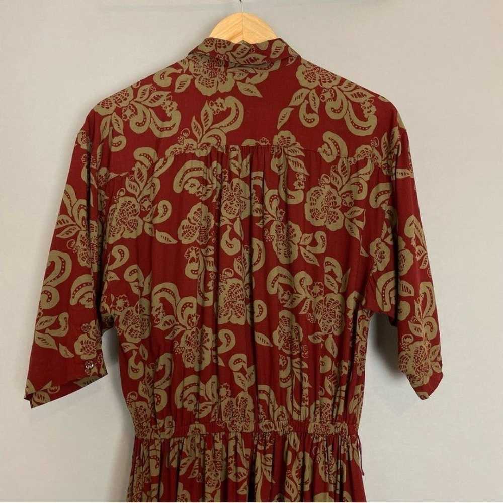 Vintage Floral Midi Dress Reddish Tan Swirl Print… - image 8
