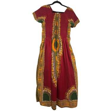 Rainbow Size Large African Smocked Top Maxi Dress… - image 1