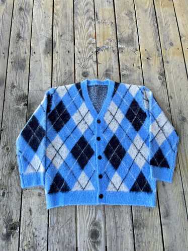 Streetwear × Vintage Shag Argyle Knit Cardigan