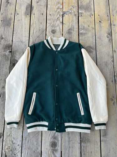 Streetwear × Vintage Forest Green Varsity Jacket