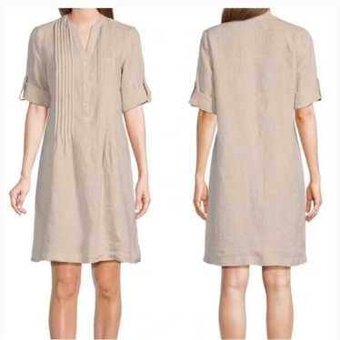 J. McLaughlin Tan Linen Shirt Dress - image 1