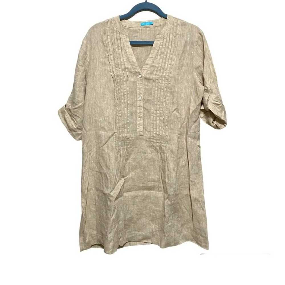 J. McLaughlin Tan Linen Shirt Dress - image 2