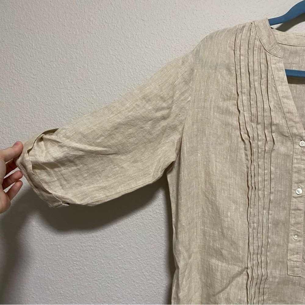 J. McLaughlin Tan Linen Shirt Dress - image 3