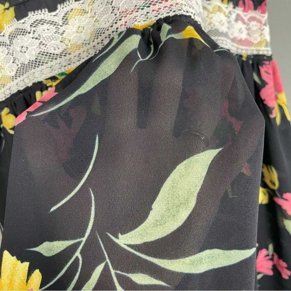 Handmade Muumuu Dress Sheer Black Floral Puffed S… - image 7