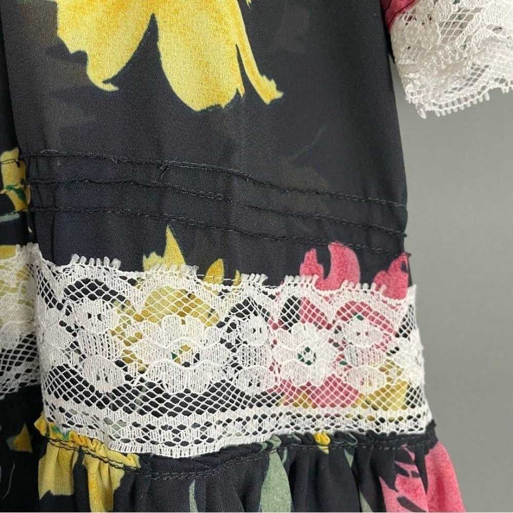 Handmade Muumuu Dress Sheer Black Floral Puffed S… - image 9