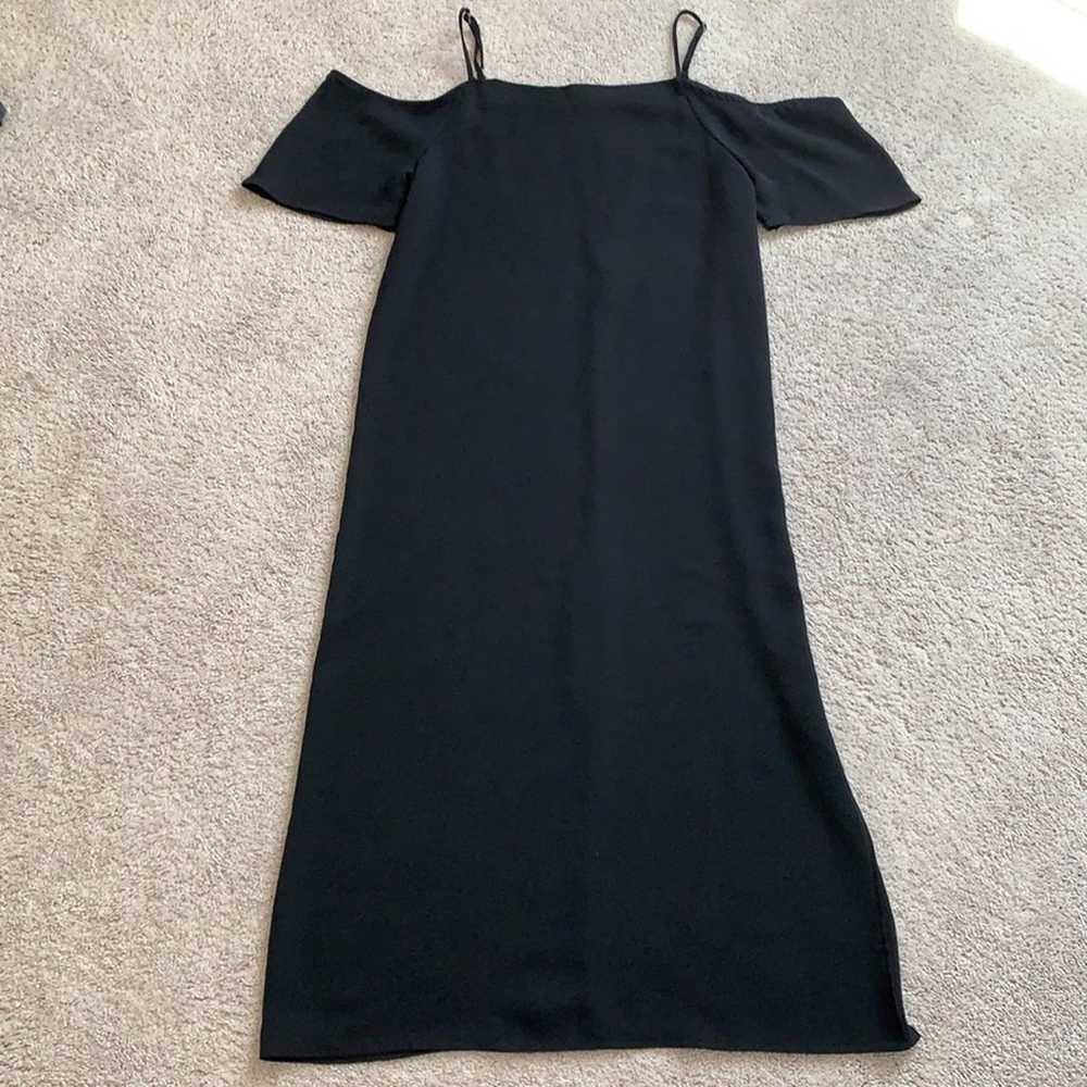 Everly Cold Shoulder Black Midi Slip Dress Sz S - image 2