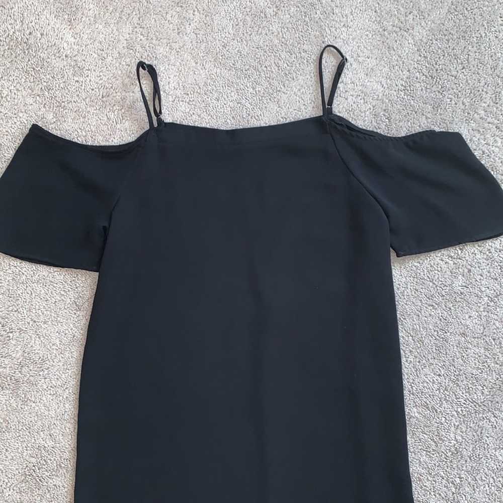 Everly Cold Shoulder Black Midi Slip Dress Sz S - image 3