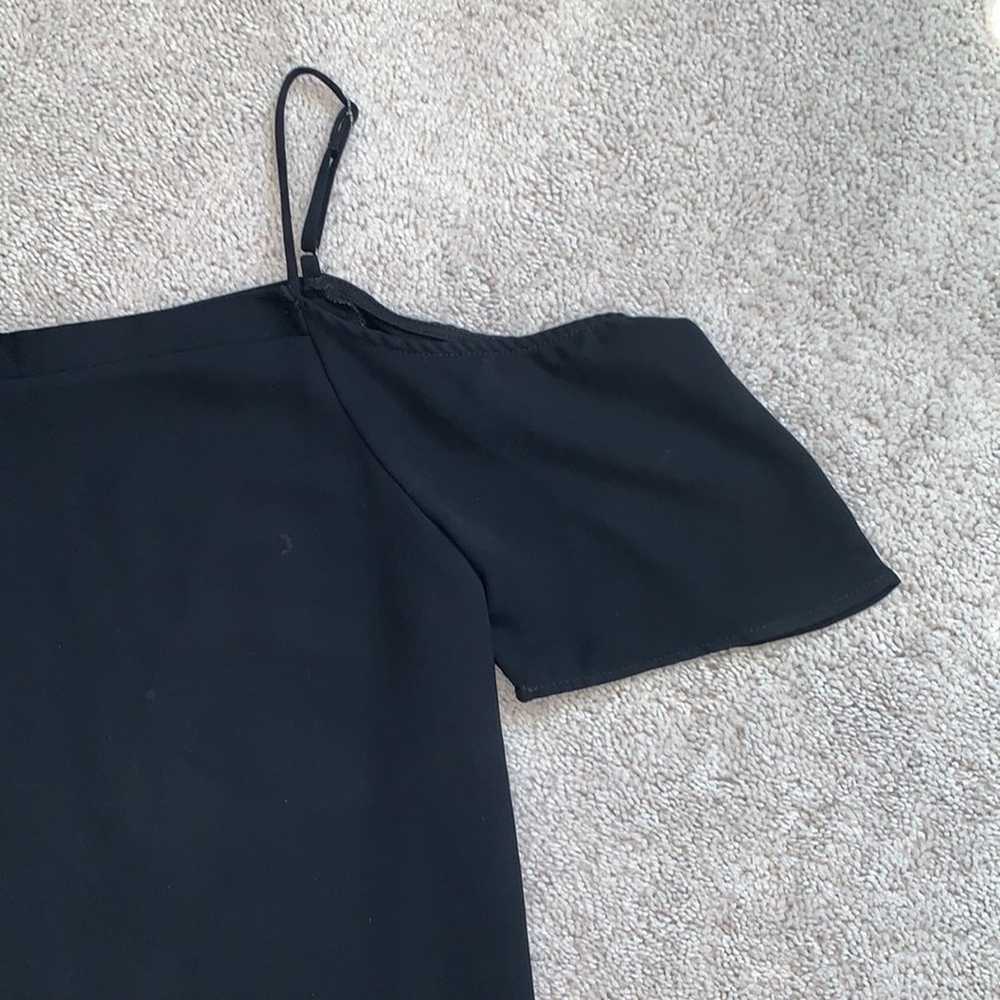 Everly Cold Shoulder Black Midi Slip Dress Sz S - image 4