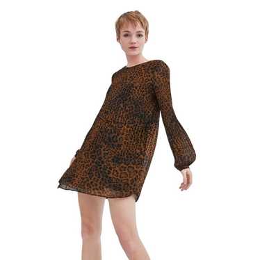 Zara TRF Collection Micro Pleat Leopard Tunic Romp
