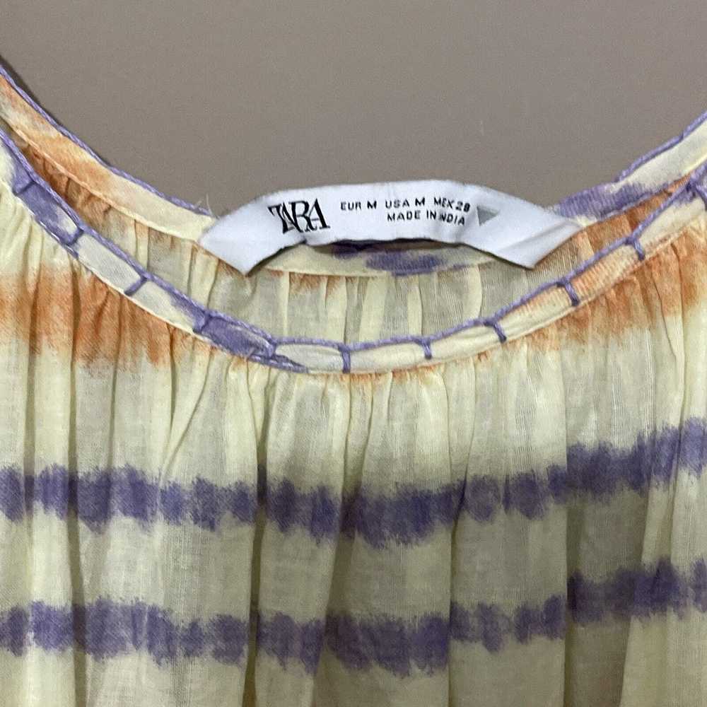 Zara Yellow Stripe Tie Dye Elastic Cuff Sleeve Ov… - image 8