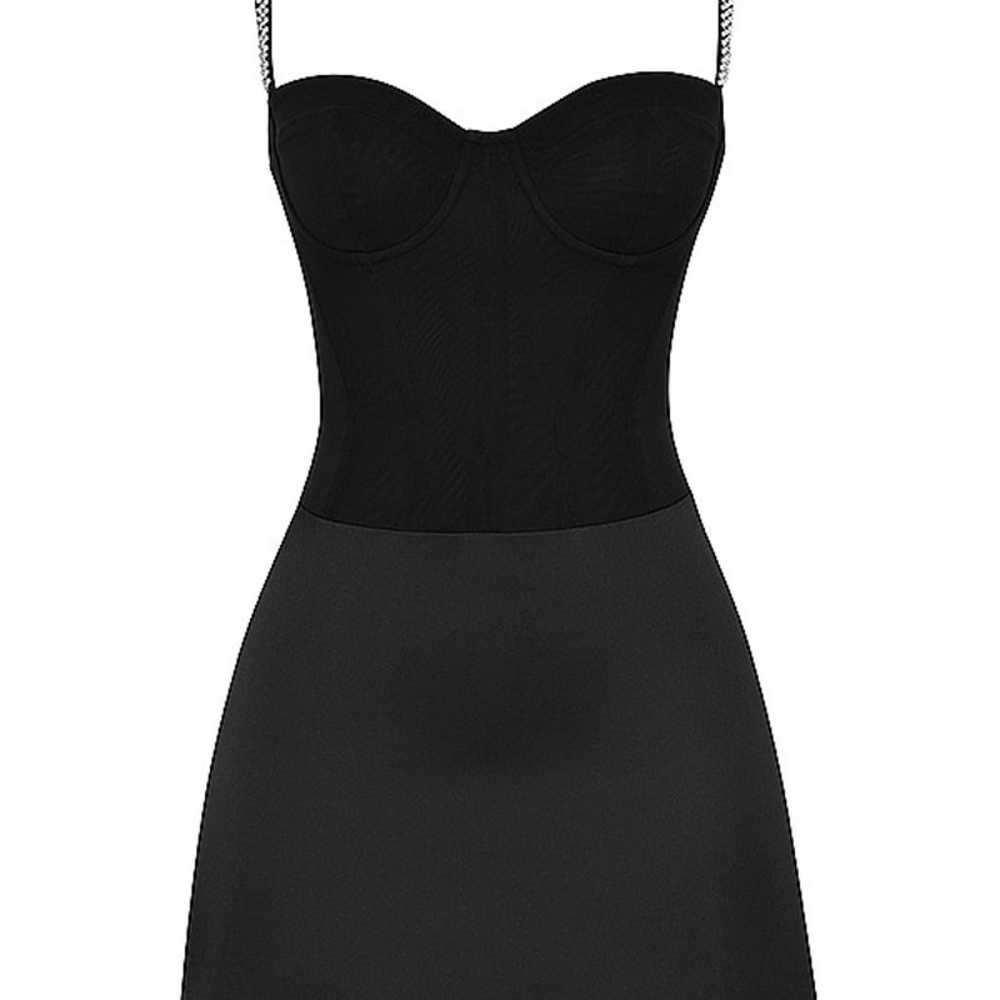 Black Crystal Trim Mini Dress - image 5