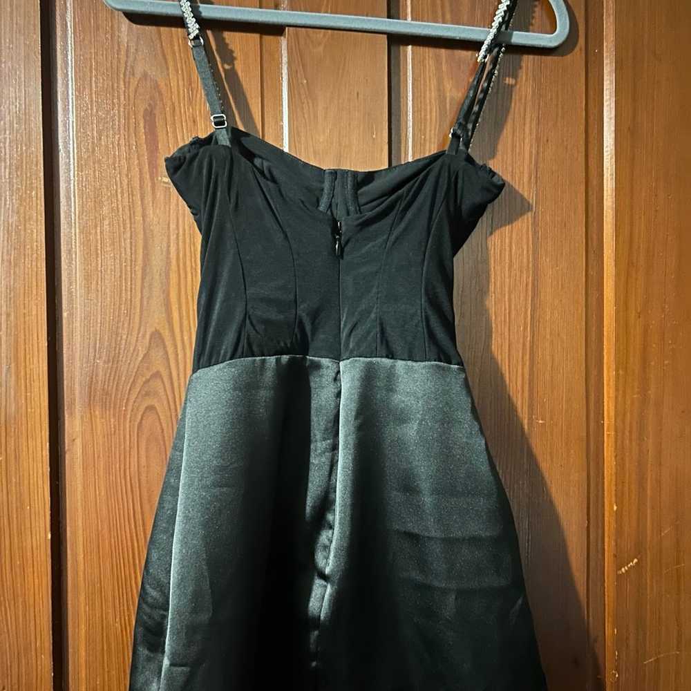 Black Crystal Trim Mini Dress - image 7