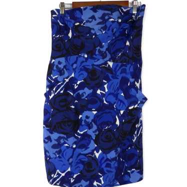 Ann Taylor Strapless Dress Blue Floral