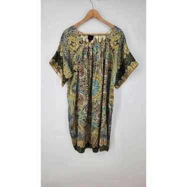 Anna Sui Vintage Silk & Metallic Dress Size Medium