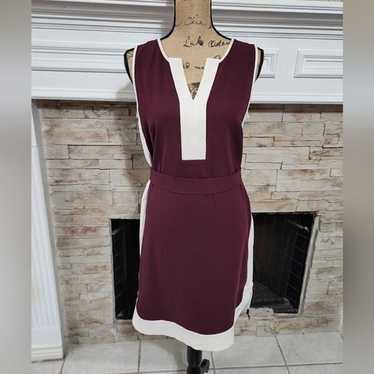 Ann Taylor purple and cream colorblock belted dre… - image 1